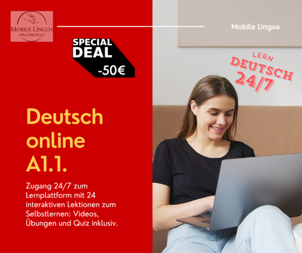 Deutsch A1.1 zum Selbstlernen - Zugang zur Lernplattform 24 Stunden am Tag, 7 Tage die Woche