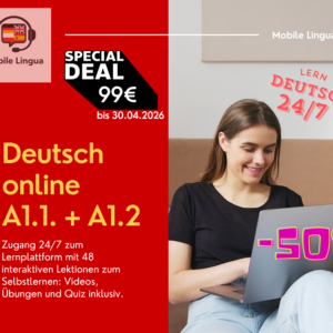 Deutsch A1 (A1.1 + A1.2) zum Selbstlernen – Zugang zur Lernplattform 24 Stunden am Tag, 7 Tage die Woche